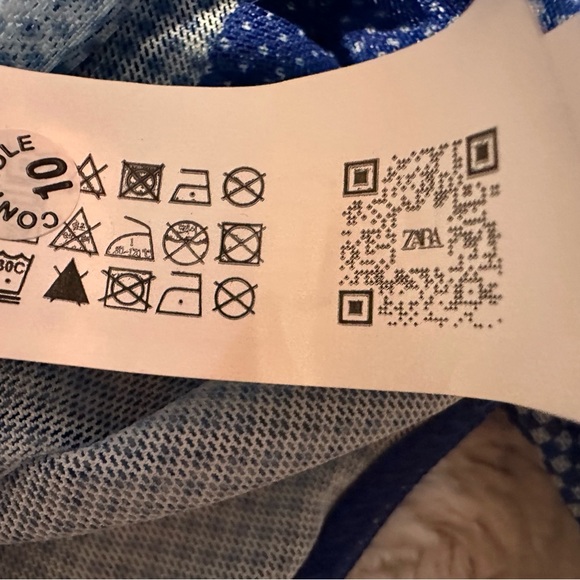 Zara Blue Sheer Mesh Long Sleeve Top Bodysuit - Picture 4 of 10